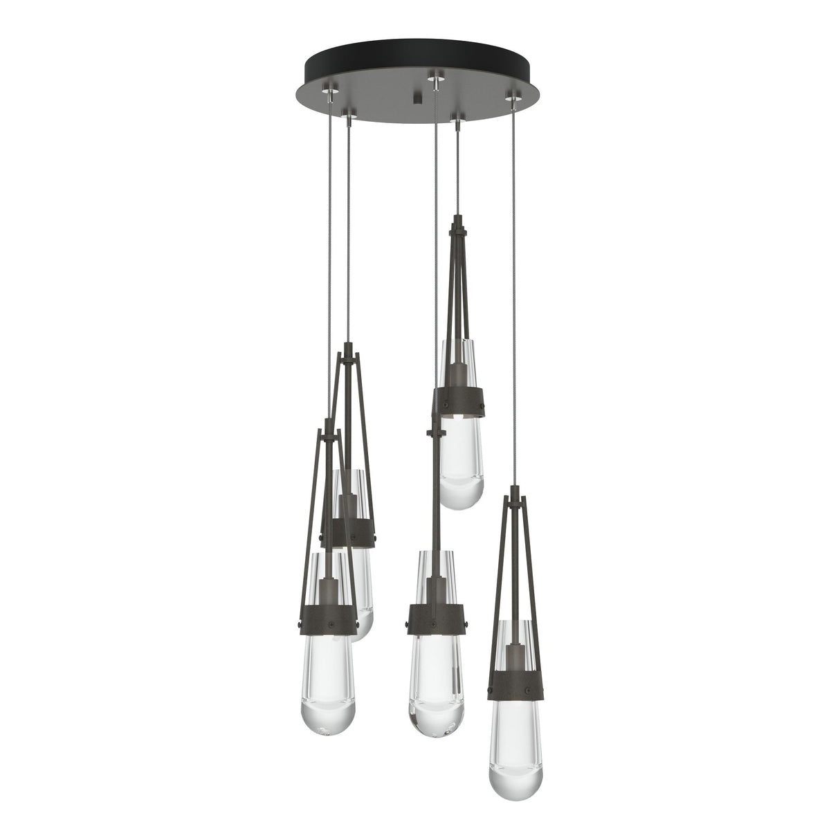 Hubbardton Forge 2023 Dark Smoke Clear Glass (ZM) Standard Link 5-Light Clear Glass Pendant