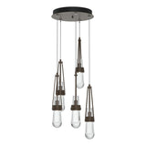 Hubbardton Forge 2023 Bronze Clear Glass (ZM) Standard Link 5-Light Clear Glass Pendant