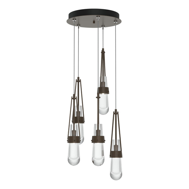 Hubbardton Forge 2023 Bronze Clear Glass (ZM) Standard Link 5-Light Clear Glass Pendant