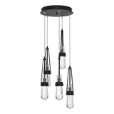 Hubbardton Forge 2023 Black Clear Glass (ZM) Standard Link 5-Light Clear Glass Pendant