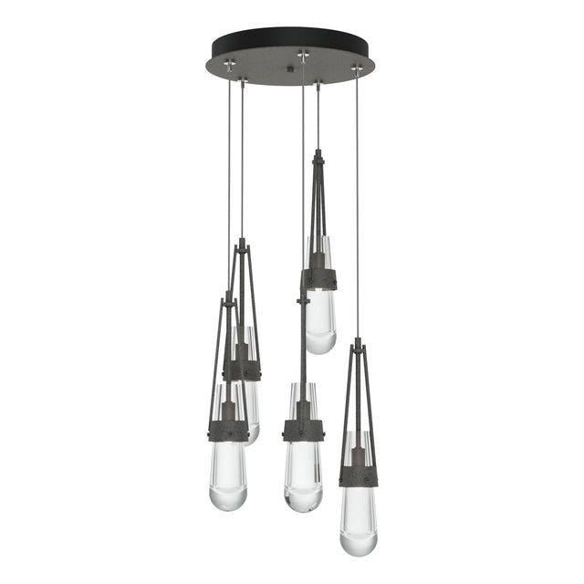 Hubbardton Forge 2023 Natural Iron Clear Glass (ZM) Standard Link 5-Light Clear Glass Pendant