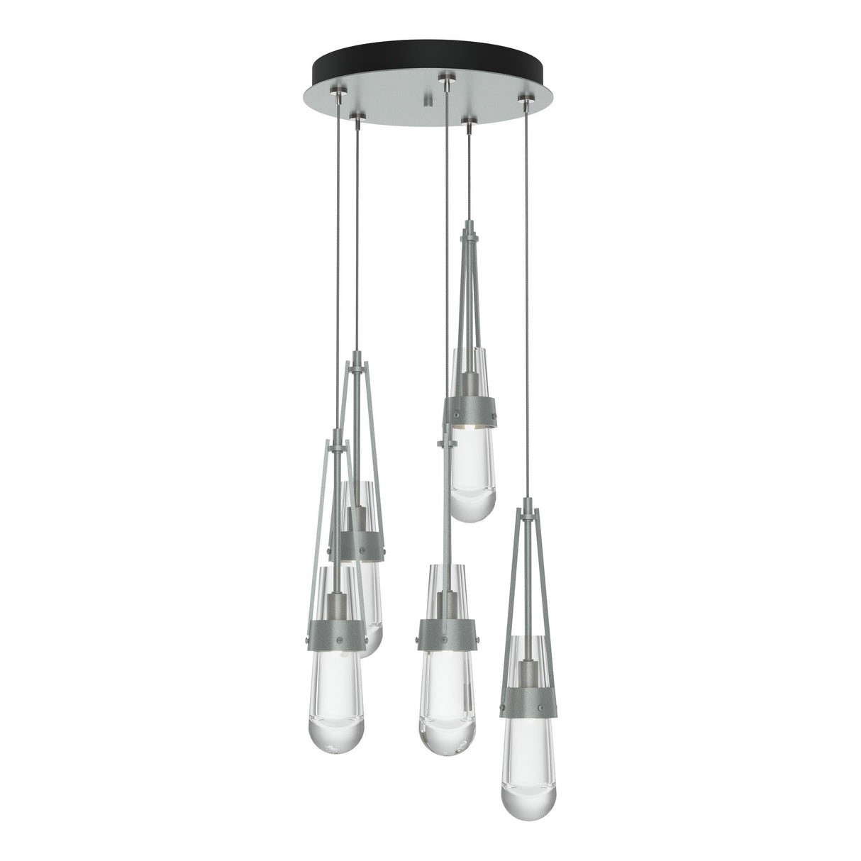 Hubbardton Forge 2023 Vintage Platinum Clear Glass (ZM) Standard Link 5-Light Clear Glass Pendant