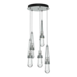 Hubbardton Forge 2023 Vintage Platinum Clear Glass (ZM) Standard Link 5-Light Clear Glass Pendant
