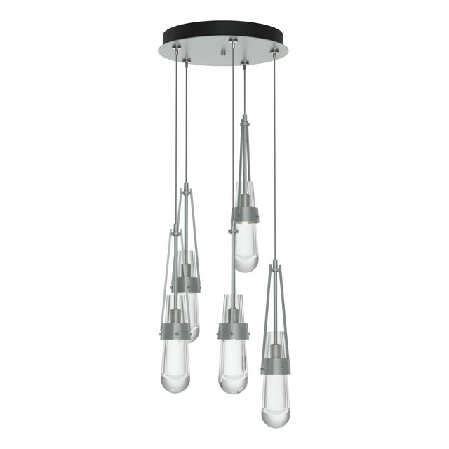 Hubbardton Forge 2023 Vintage Platinum Clear Glass (ZM) Standard Link 5-Light Clear Glass Pendant
