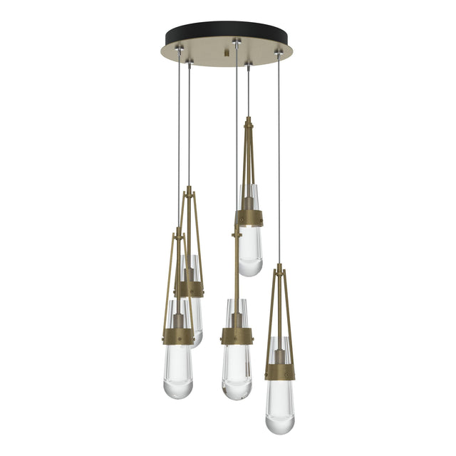 Hubbardton Forge 2023 Soft Gold Clear Glass (ZM) Standard Link 5-Light Clear Glass Pendant