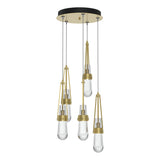 Hubbardton Forge 2023 Modern Brass Clear Glass (ZM) Standard Link 5-Light Clear Glass Pendant