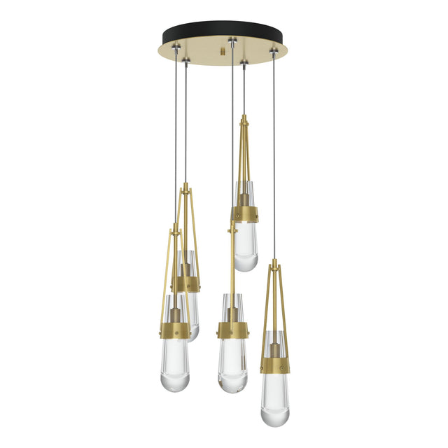 Hubbardton Forge 2023 Modern Brass Clear Glass (ZM) Standard Link 5-Light Clear Glass Pendant