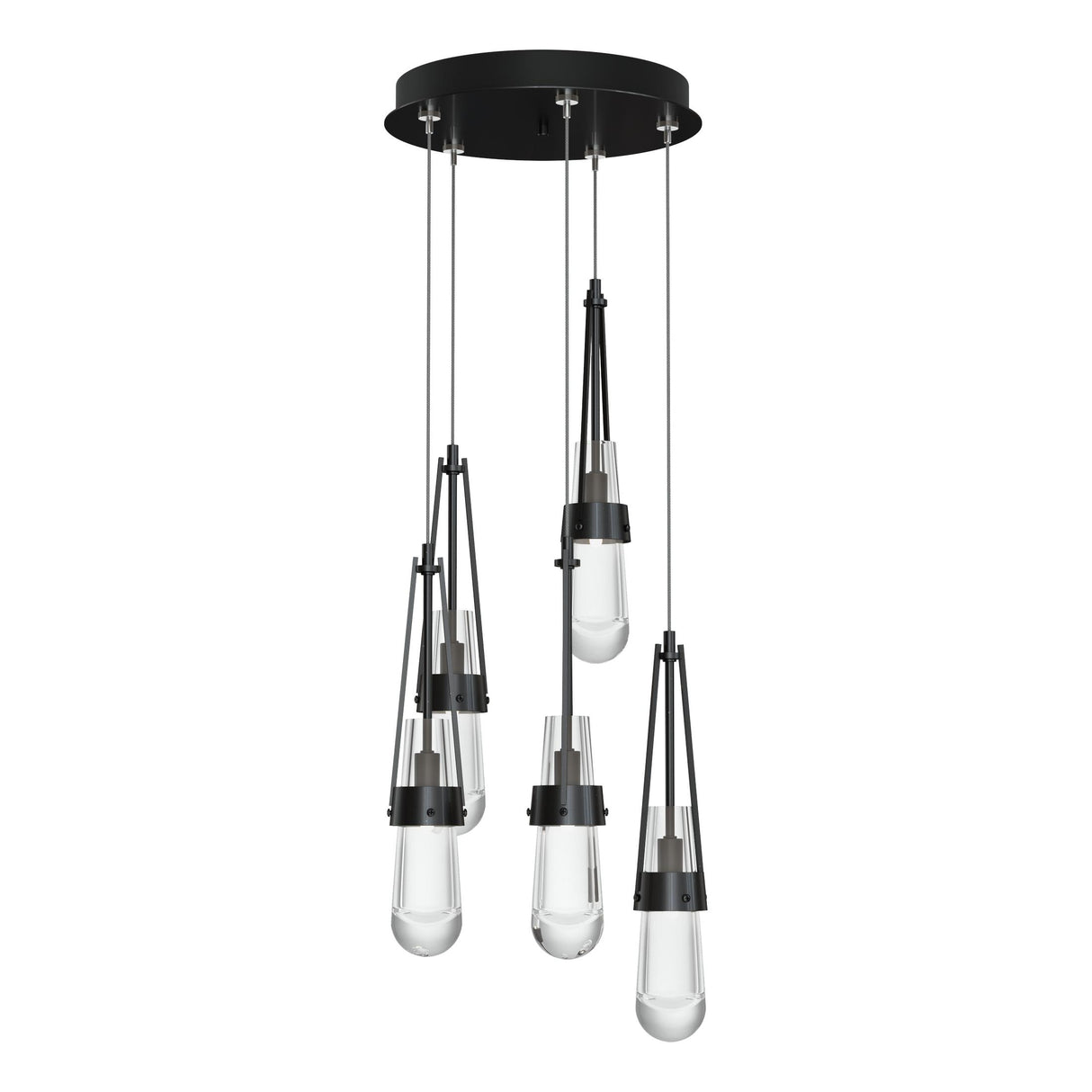 Hubbardton Forge 2023 Ink Clear Glass (ZM) Standard Link 5-Light Clear Glass Pendant