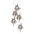 Hubbardton Forge 2023 Bronze Cast Glass (YC) Long Tura 5-Light Frosted Glass Pendant