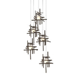 Hubbardton Forge 2023 Bronze Cast Glass (YC) Long Tura 5-Light Frosted Glass Pendant