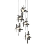 Hubbardton Forge 2023 Dark Smoke Cast Glass (YC) Long Tura 5-Light Frosted Glass Pendant