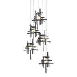 Hubbardton Forge 2023 Black Cast Glass (YC) Long Tura 5-Light Frosted Glass Pendant