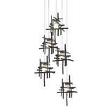 Hubbardton Forge 2023 Black Cast Glass (YC) Long Tura 5-Light Frosted Glass Pendant