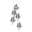 Hubbardton Forge 2023 Oil Rubbed Bronze Cast Glass (YC) Long Tura 5-Light Frosted Glass Pendant