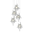 Hubbardton Forge 2023 Vintage Platinum Cast Glass (YC) Long Tura 5-Light Frosted Glass Pendant