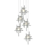 Hubbardton Forge 2023 Vintage Platinum Cast Glass (YC) Long Tura 5-Light Frosted Glass Pendant