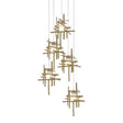 Hubbardton Forge 2023 Modern Brass Cast Glass (YC) Long Tura 5-Light Frosted Glass Pendant