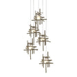Hubbardton Forge 2023 Soft Gold Cast Glass (YC) Long Tura 5-Light Frosted Glass Pendant