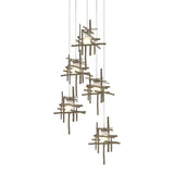 Hubbardton Forge 2023 Soft Gold Cast Glass (YC) Long Tura 5-Light Frosted Glass Pendant