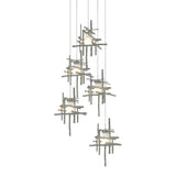 Hubbardton Forge 2023 Sterling Cast Glass (YC) Long Tura 5-Light Frosted Glass Pendant