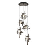 Hubbardton Forge 2023 Bronze Cast Glass (YC) Standard Tura 5-Light Frosted Glass Pendant