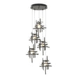 Hubbardton Forge 2023 Dark Smoke Cast Glass (YC) Standard Tura 5-Light Frosted Glass Pendant