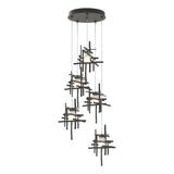 Hubbardton Forge 2023 Natural Iron Cast Glass (YC) Standard Tura 5-Light Frosted Glass Pendant