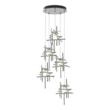 Hubbardton Forge 2023 Vintage Platinum Cast Glass (YC) Standard Tura 5-Light Frosted Glass Pendant