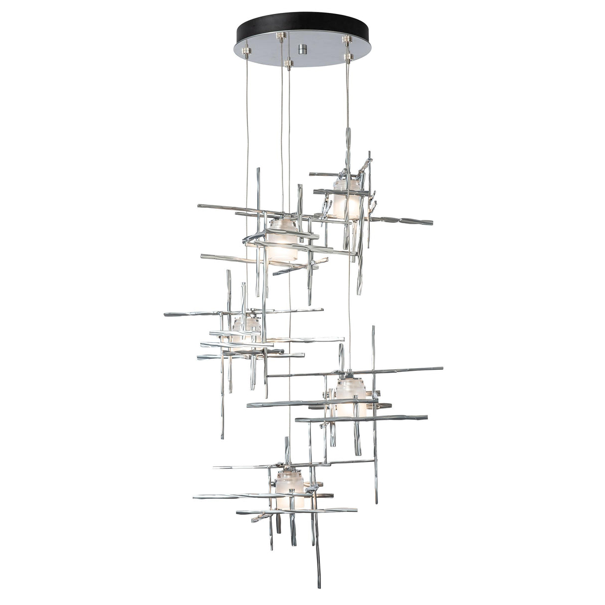 Hubbardton Forge 2023 Sterling Cast Glass (YC) Standard Tura 5-Light Frosted Glass Pendant