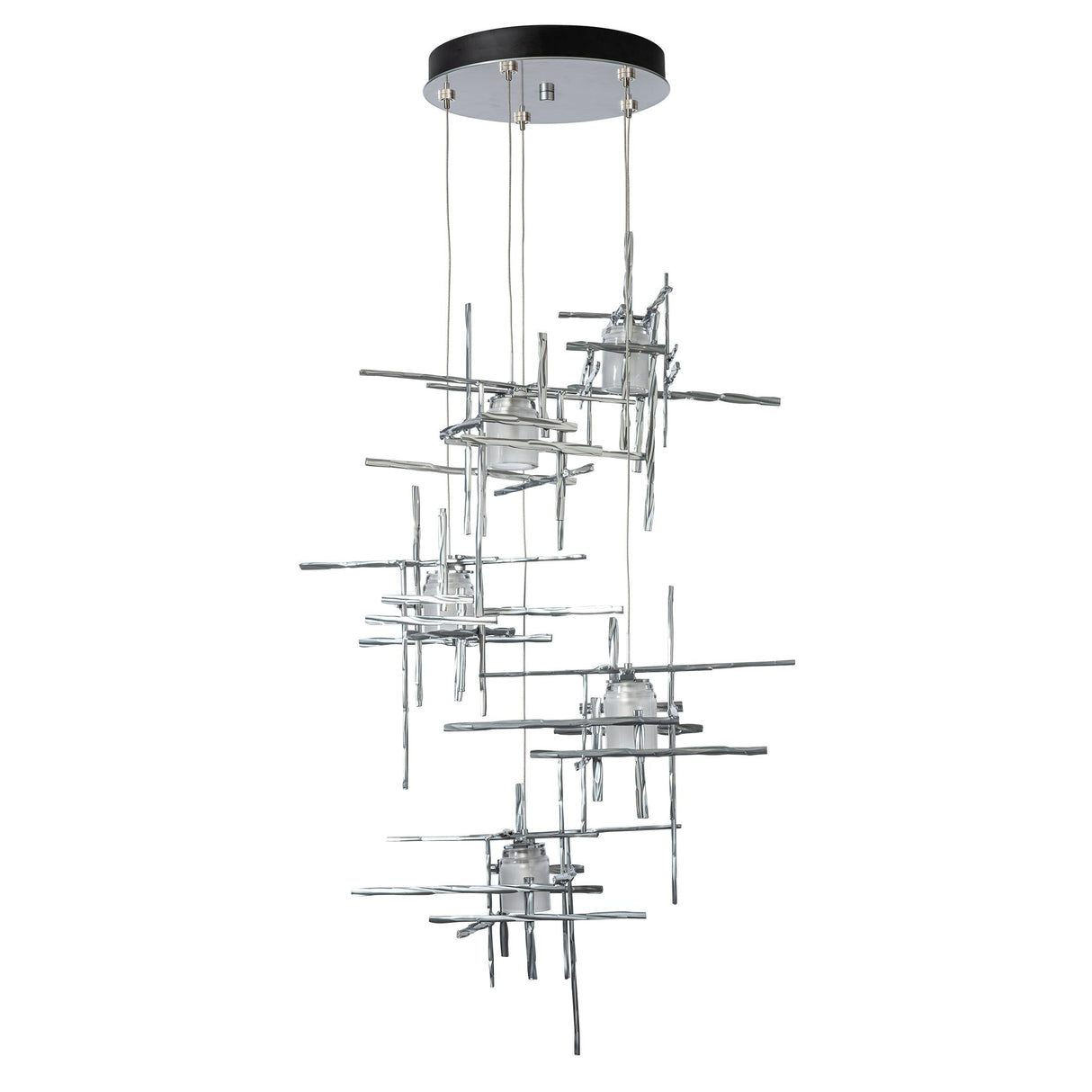 Hubbardton Forge 2023 Sterling Cast Glass (YC) Standard Tura 5-Light Frosted Glass Pendant