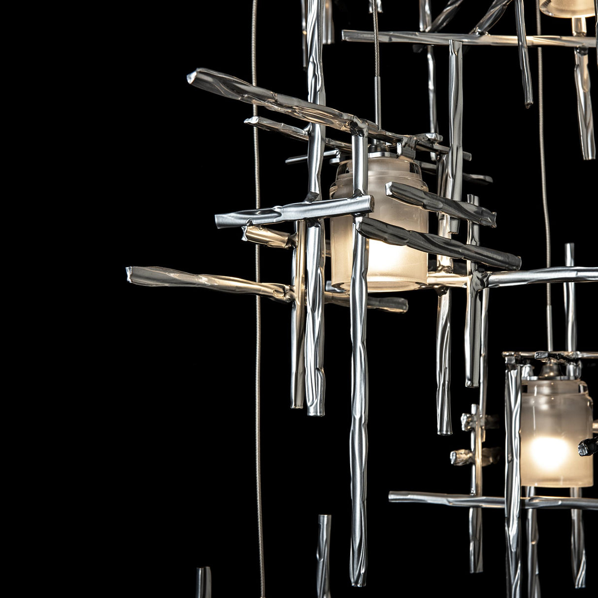Hubbardton Forge 2023 Sterling Cast Glass (YC) Standard Tura 5-Light Frosted Glass Pendant