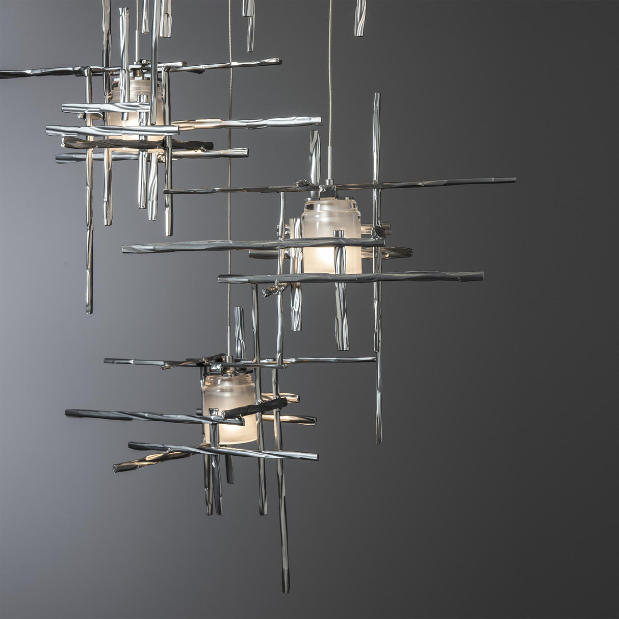 Hubbardton Forge 2023 Sterling Cast Glass (YC) Standard Tura 5-Light Frosted Glass Pendant