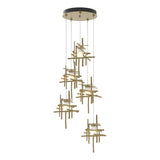Hubbardton Forge 2023 Modern Brass Cast Glass (YC) Standard Tura 5-Light Frosted Glass Pendant