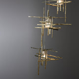 Hubbardton Forge 2023 Modern Brass Cast Glass (YC) Standard Tura 5-Light Frosted Glass Pendant