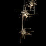 Hubbardton Forge 2023 Modern Brass Cast Glass (YC) Standard Tura 5-Light Frosted Glass Pendant