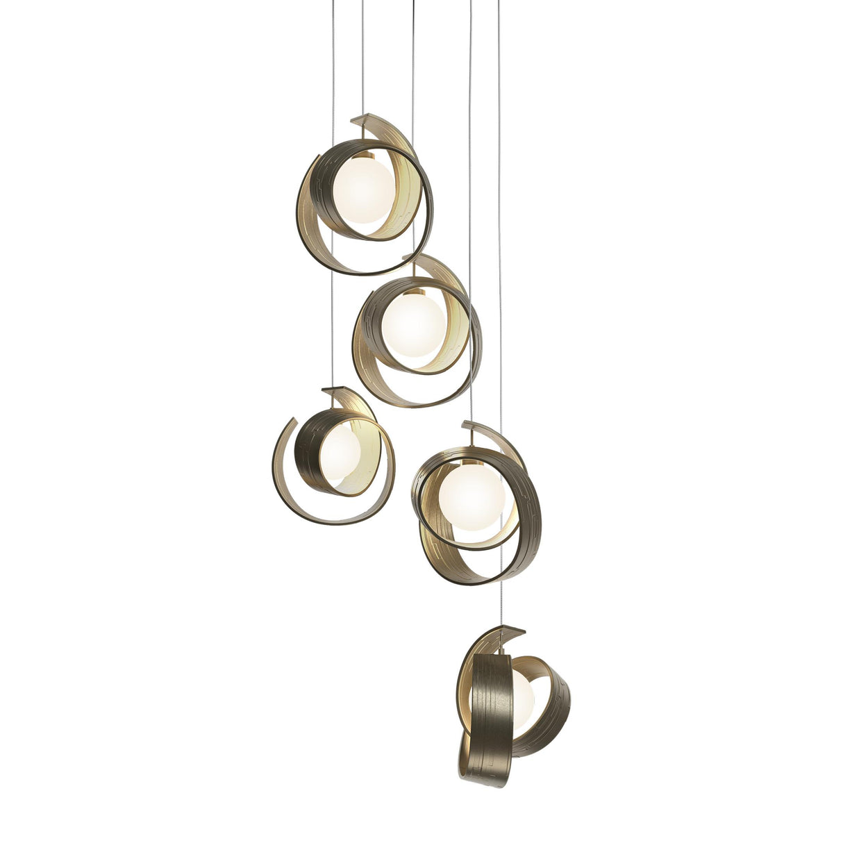 Hubbardton Forge 2023 Soft Gold Opal Glass (GG) Long Riza 5-Light Pendant