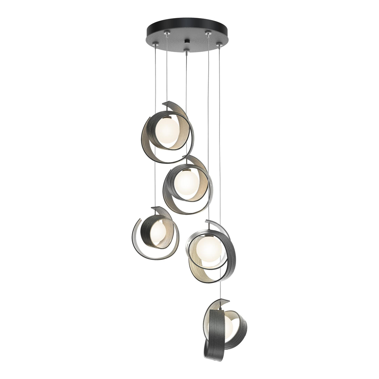 Hubbardton Forge 2023 Natural Iron Opal Glass (GG) Standard Riza 5-Light Pendant