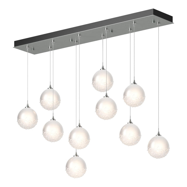 Hubbardton Forge 2023 Vintage Platinum Frosted Glass (FD) Long Fritz Globe 10-Light Pendant