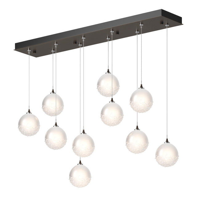 Hubbardton Forge 2023 Bronze Frosted Glass (FD) Standard Fritz Globe 10-Light Pendant
