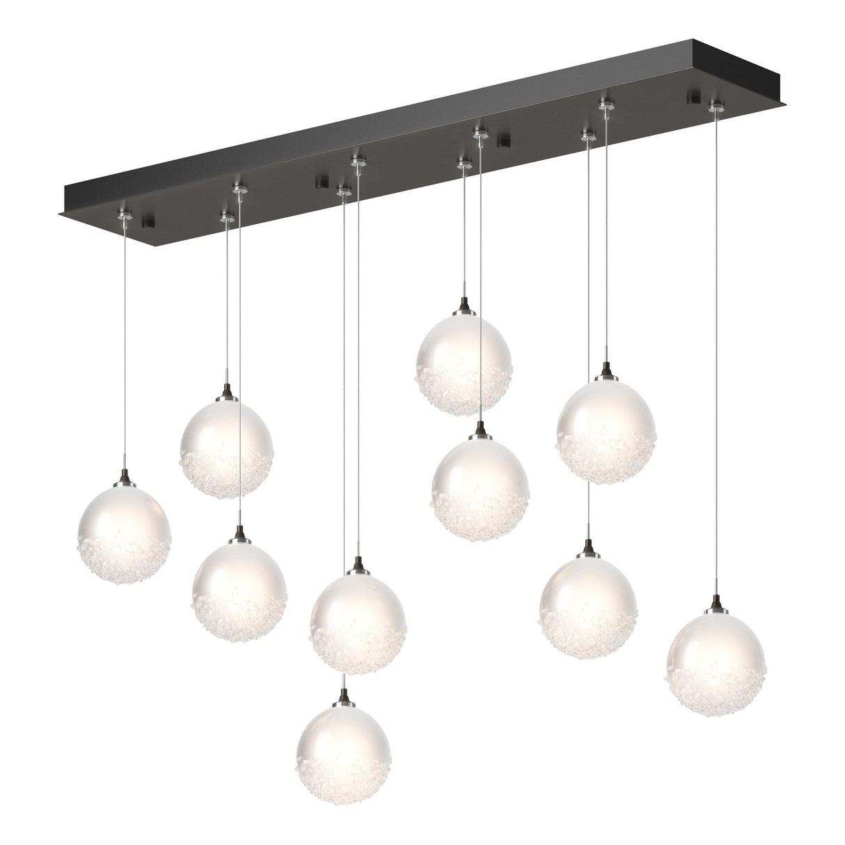 Hubbardton Forge 2023 Dark Smoke Frosted Glass (FD) Standard Fritz Globe 10-Light Pendant