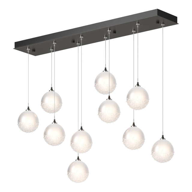 Hubbardton Forge 2023 Dark Smoke Frosted Glass (FD) Standard Fritz Globe 10-Light Pendant