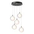 Hubbardton Forge 2023 Black Frosted Glass (FD) Long Fritz Globe 5-Light Pendant