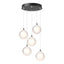 Hubbardton Forge 2023 Black Frosted Glass (FD) Long Fritz Globe 5-Light Pendant