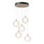 Hubbardton Forge 2023 Modern Brass Frosted Glass (FD) Long Fritz Globe 5-Light Pendant