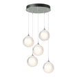 Hubbardton Forge 2023 Vintage Platinum Frosted Glass (FD) Standard Fritz Globe 5-Light Pendant