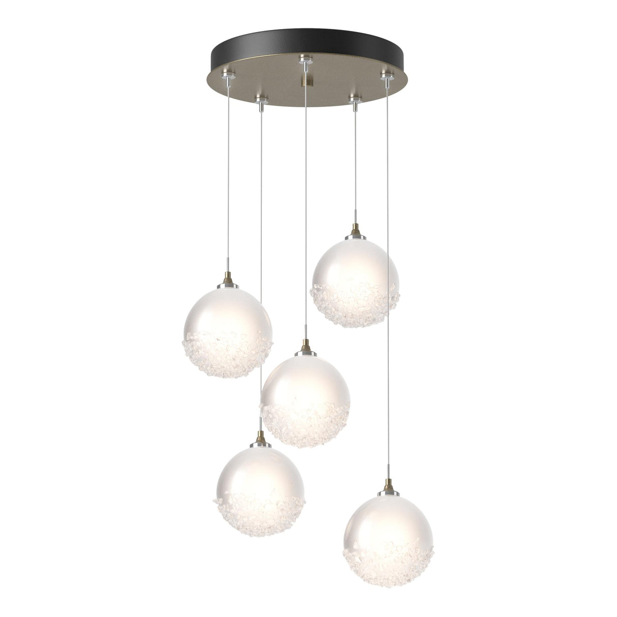 Hubbardton Forge 2023 Soft Gold Frosted Glass (FD) Standard Fritz Globe 5-Light Pendant
