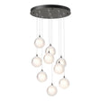 Hubbardton Forge 2023 Dark Smoke Frosted Glass (FD) Long Fritz Globe 9-Light Pendant