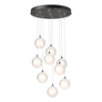 Hubbardton Forge 2023 Oil Rubbed Bronze Frosted Glass (FD) Long Fritz Globe 9-Light Pendant