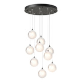Hubbardton Forge 2023 Natural Iron Frosted Glass (FD) Long Fritz Globe 9-Light Pendant