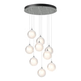 Hubbardton Forge 2023 Vintage Platinum Frosted Glass (FD) Long Fritz Globe 9-Light Pendant